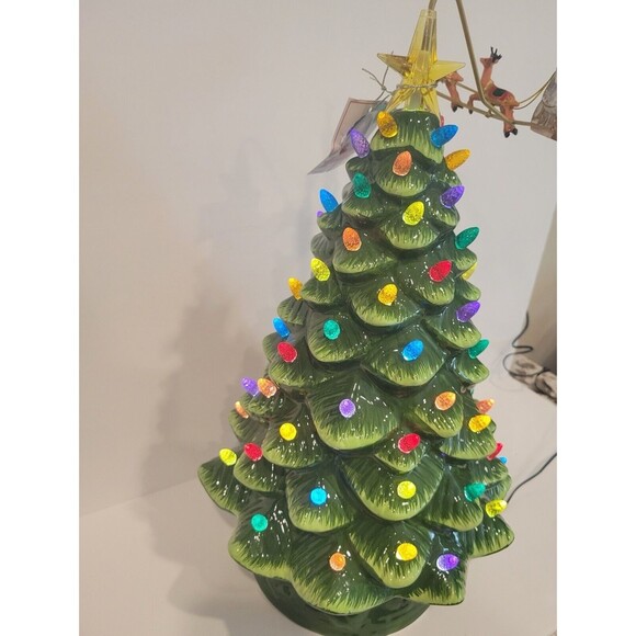 Mr. Christmas 16" Animated Ceramic Nostalgic Christmas Tree Rotating Black Santa - Picture 5 of 15